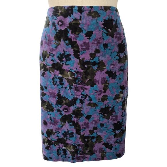 Talbots Dresses & Skirts - NWT Talbots 100% Cotton Velvet Floral Skirt Poly Satin Lining Purple/Blue Sz 14
